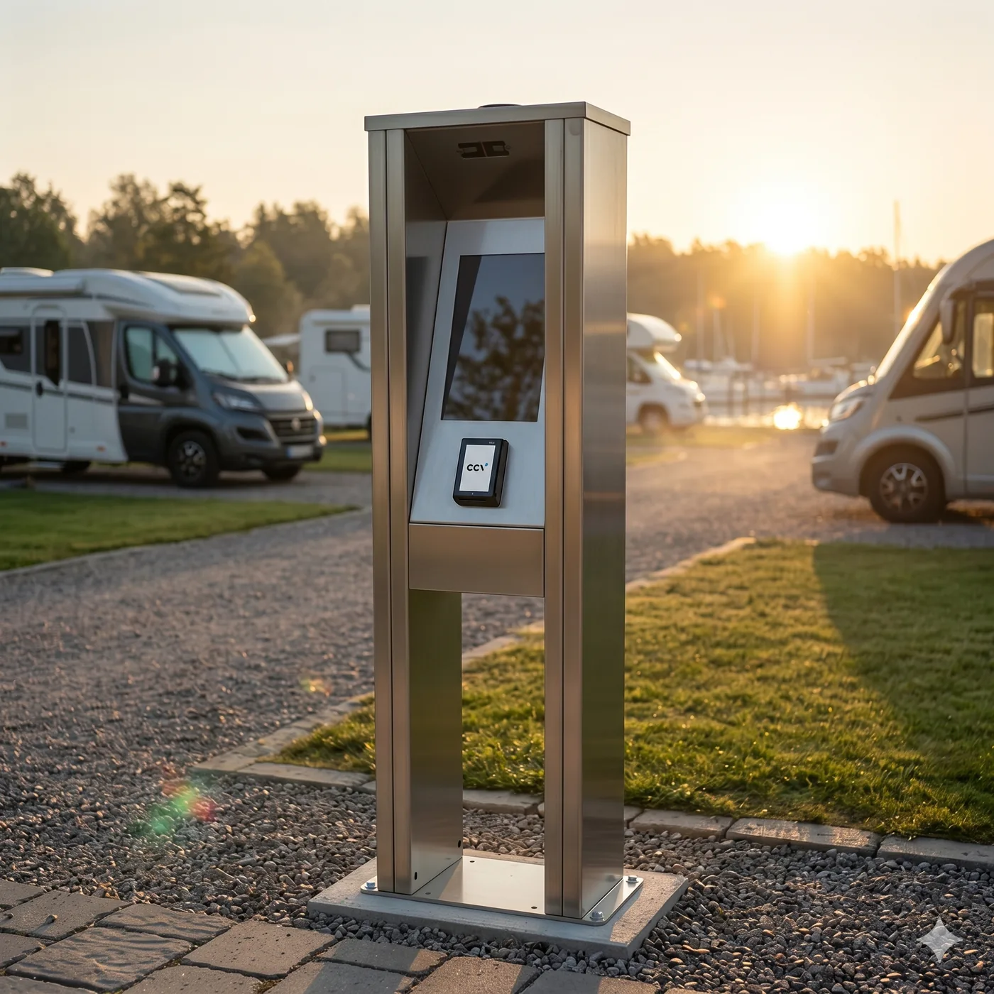 Visualisierung des Bezahlterminals auf einem Wohnmobilstellplatz