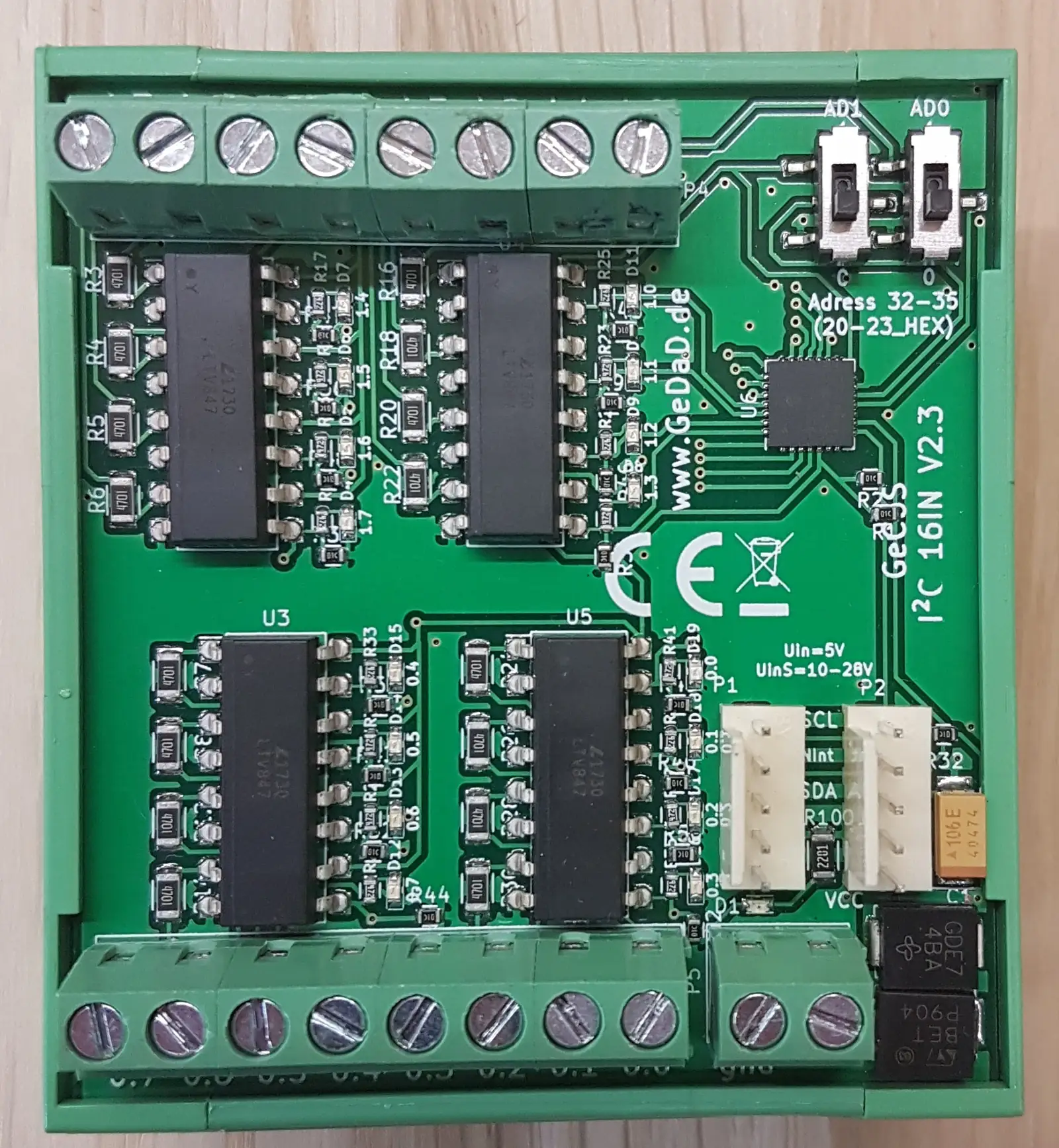 GeCoS-I²C-16in V2.3 im Hutschienengehäuse