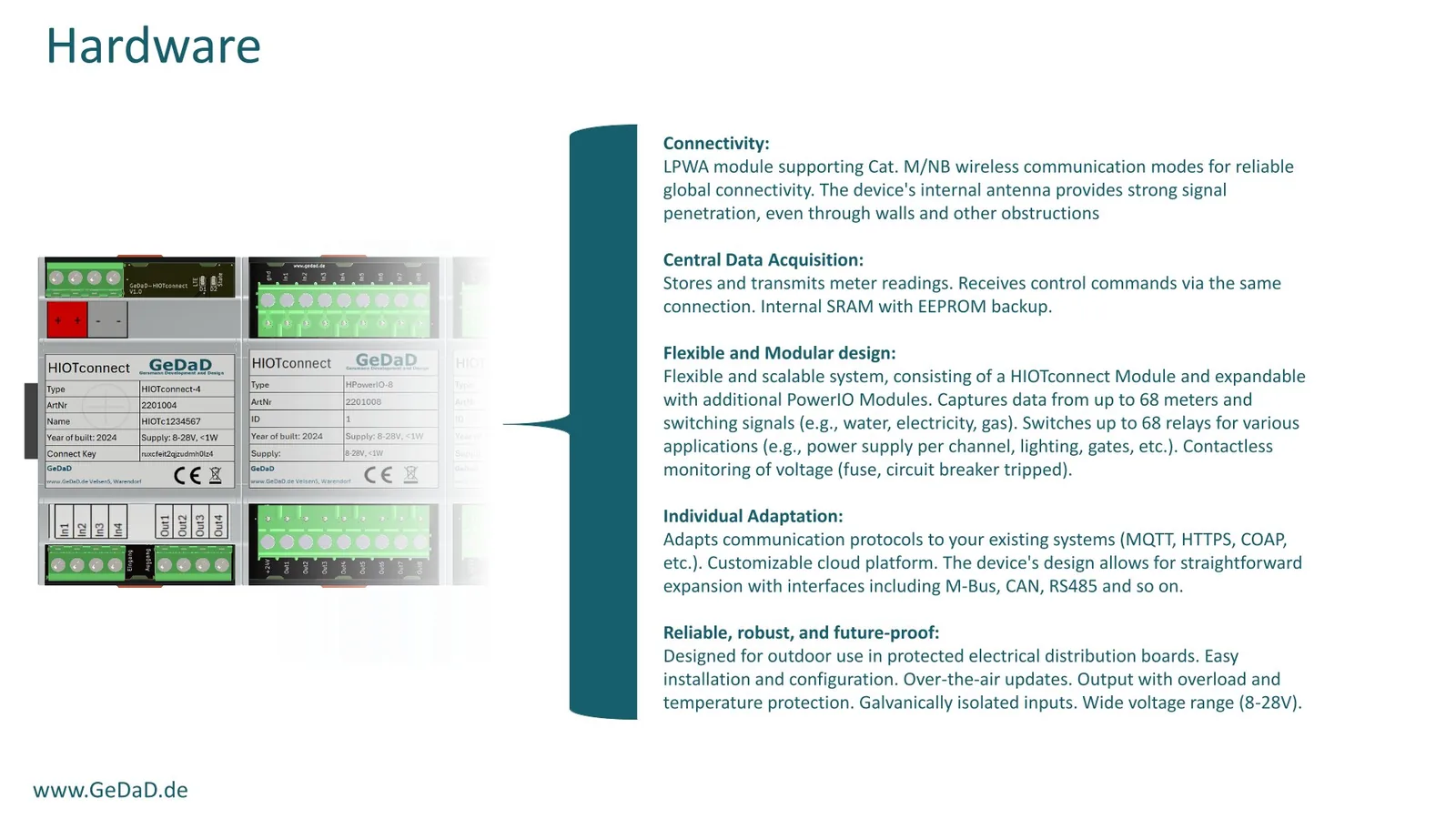 Hardware des HIOTconnect-Systems: HIOTconnect-Modul und erweiterbare PowerIO-Module
