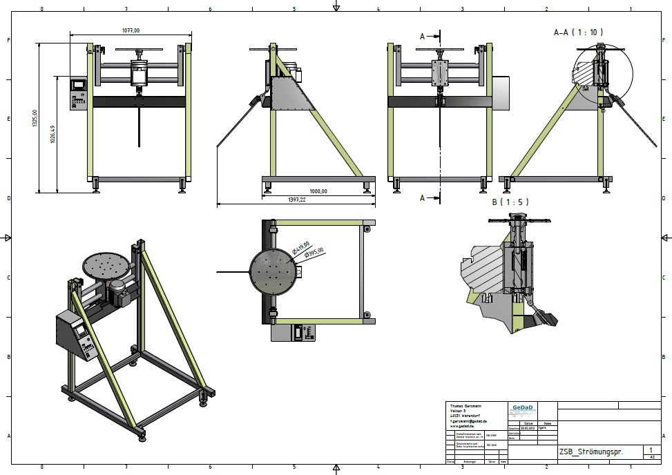 3D-Konstruktion des Strömungsprüfstands